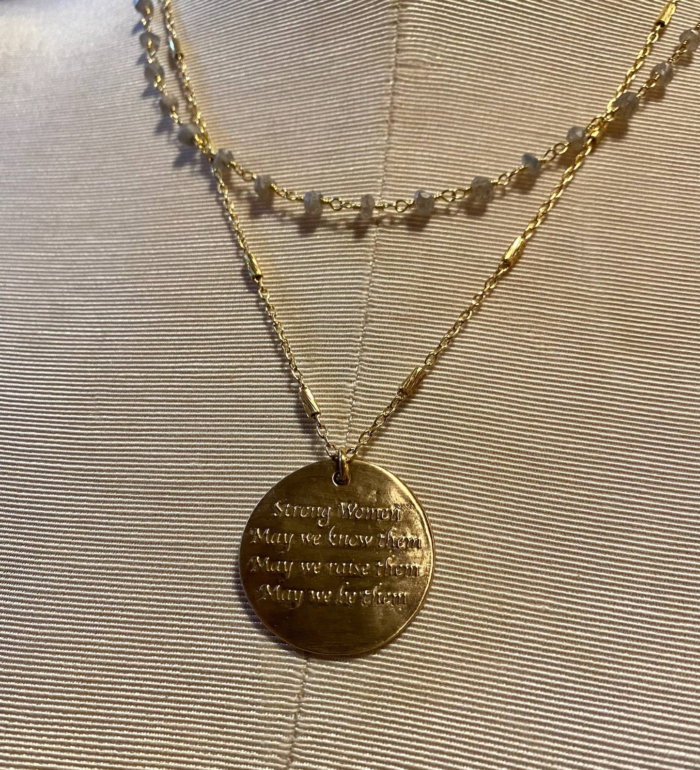 Strong Woman Necklace - Double Layer - Labradorite - Bronze